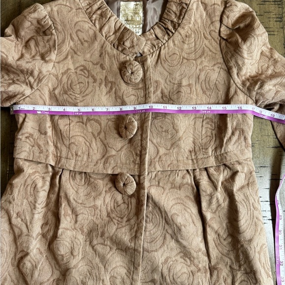 Forever Collectibles Tan Trench Coat with Textured Floral Design - Picture 3 of 15